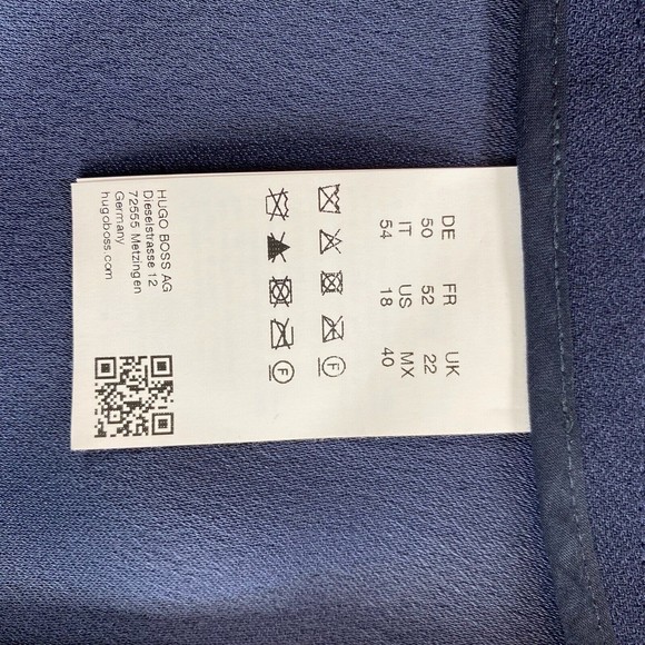 Boss Hugo Cropped Women Telareama Button Accent Navy Blue Work Dress Pants Sz 18 - Picture 8 of 10